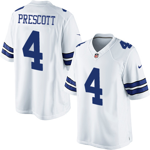 Men's Limited Dak Prescott Nike Jersey White Road - #4 NFL Dallas Cowboys